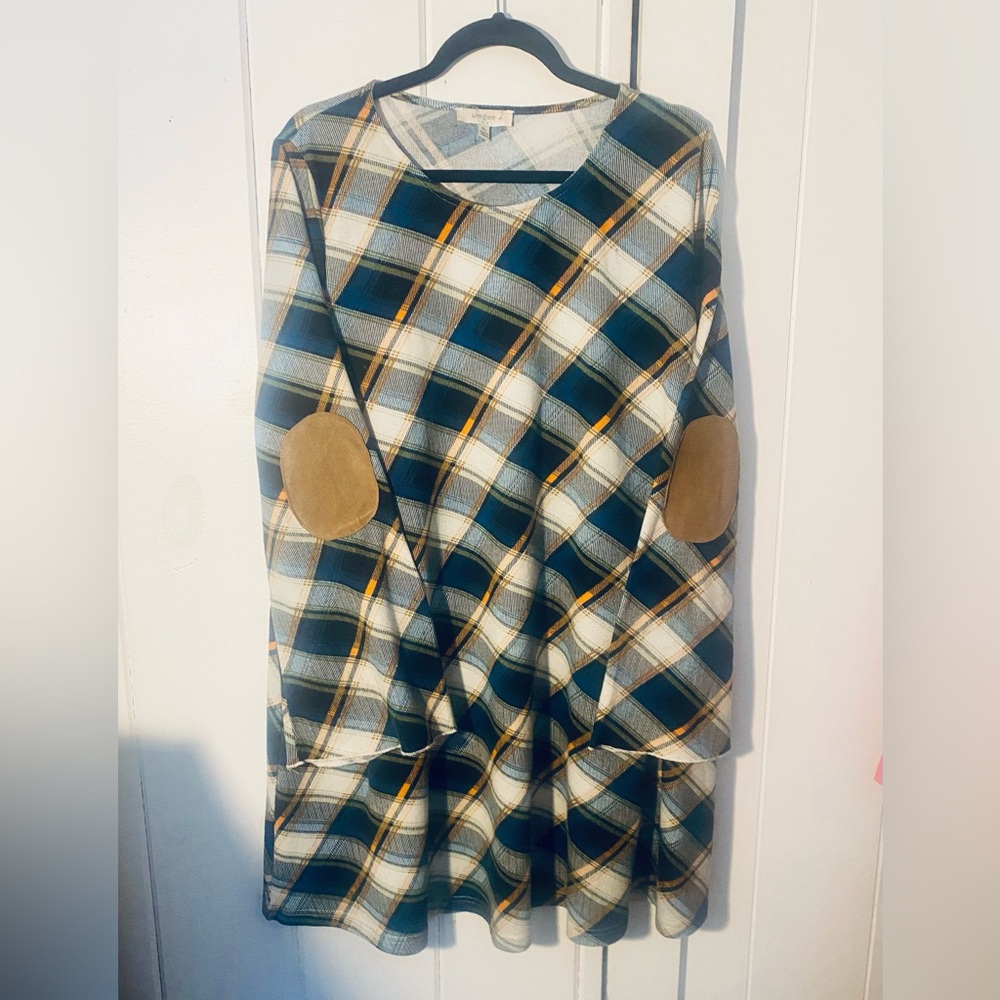 Umgee Soft Casual Plaid Swing Dress